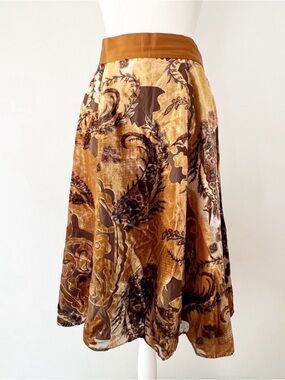 Coldwater Creek Velvet Burnout A Line Tea Length Midi Skirt Women’s Petite XL